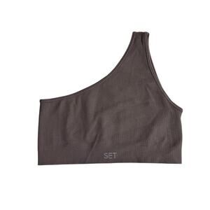 Set Active Sculptflex Ribbed One‎ Shoulder Sports Bra in Pepper Womens XS